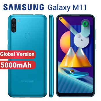 Перейти на Алиэкспресс и купить Глобальная версия смартфона Samsung Galaxy M11, мобильный телефон с двумя SIM-картами, 5000 мАч, 32 ГБ, 3 ГБ, 6,4 дюйма, Snapdragon 450, Android 10, 4G