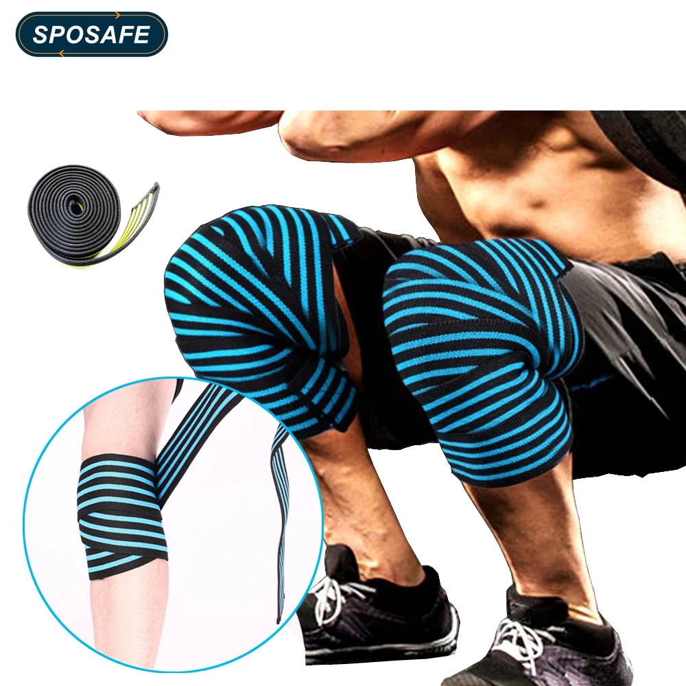 

SPOSAFE 1Pcs Elastoplast Knee Wraps Elastic Knee Elbow Support Brace Compression for Weightlifting Powerlifting Fitness Workout