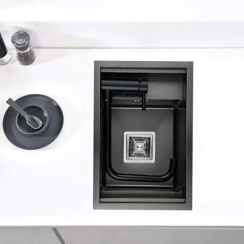 Black Kitchen sink Hidden Single bowl Bar Small Size sink Stainless Steel Balcony Concealed black kitchen Bar