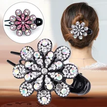 

1PC Rhinestone Flower Duckbill Hair Clips Vintage Hairpin Barrettes Accessories Women Girls Shining Hairpin Ponytail Headdress