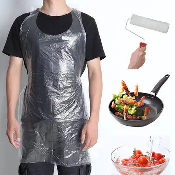 

100Pcs/Set Disposable Aprons Waterproof Oil Proof Antifouling Plastic Aprons Transparent Waterproof Kitchen Cooking Apron