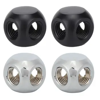 

2PCS Water Cooling 4-Ways Connector Mini Brass G1/4 Female Computer Accessories Black/Silver Hot