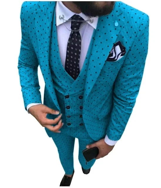Горячая Распродажа, высокое качество, модные брендовые мужские костюмы в горошек, вечерние Свадебный костюм, много цветов(пиджак+ брюки+ жилет - Цвет: suits22