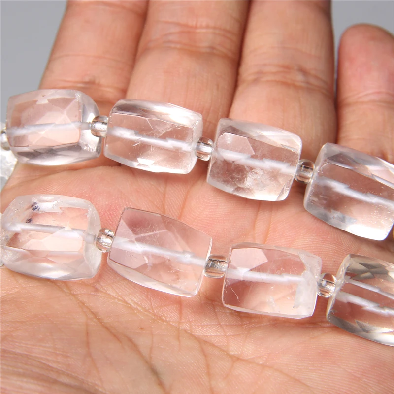 5A Cut Faceted Natural Clear White Quartz Crystal Stone Beads Bracelet Gems Gift