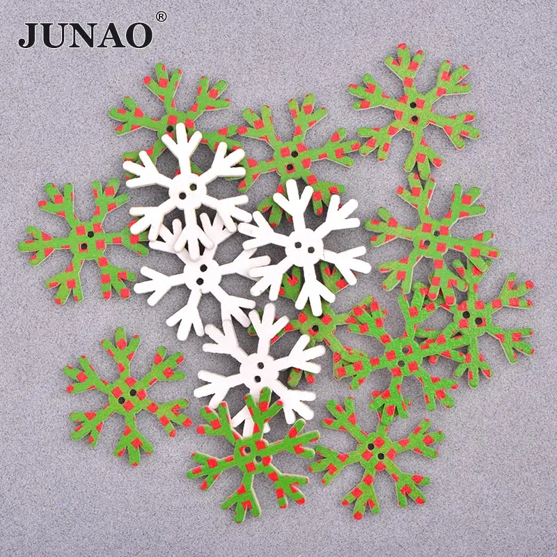 25mm Snowflakes JUNAO 20 шт 35 мм белые деревянные снежинки Рождественские украшения для дома Рождественская елка украшения Подвески Подвесной год украшения - Цвет: 25mm Snowflakes