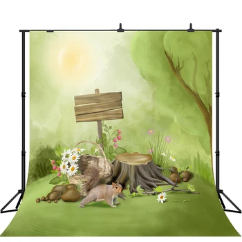 

Lyavshi Photography Backdrop Squirrel Flowers Birthday party Children Backgrounds For Photo Studio Photo Prop Vinyl