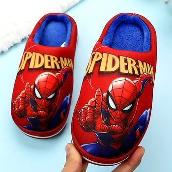 

9 years old kids slipper Indoor winter boys shoes Cartoon Spider-ManTPR Warm Non-slip Soft Home Shoes Kids Cotton slippers