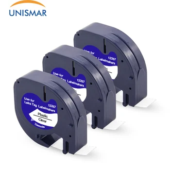 

Unismar 3PCS 12267 Black on Clear Compatible for Dymo Letratag Plastic Tape LT 12267 for LT-100H LT-100T Plus LableMaker 12mm*4m
