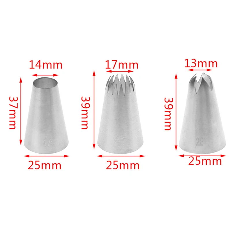 3Pcs/set Stainless Steel Icing Piping Pastry Nozzle Tips Cream Cake Decorating Set