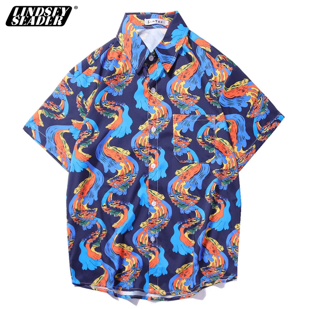 

Mens Hip Hop Shirt Streetwear 2020 Summer Men Women Harajuku Beach Shirt Retro Vintage Casual Fashion Stripe Shirt Top Short