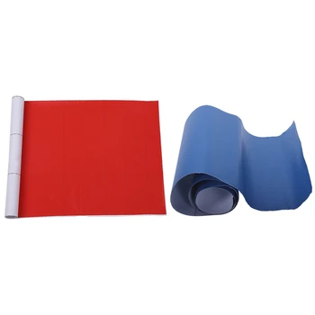 

2x DIY 30X127 3D Carbon Fiber Decal Vinyl Film Wrap Roll Adhesive Car Sticker Sheet Red & Blue