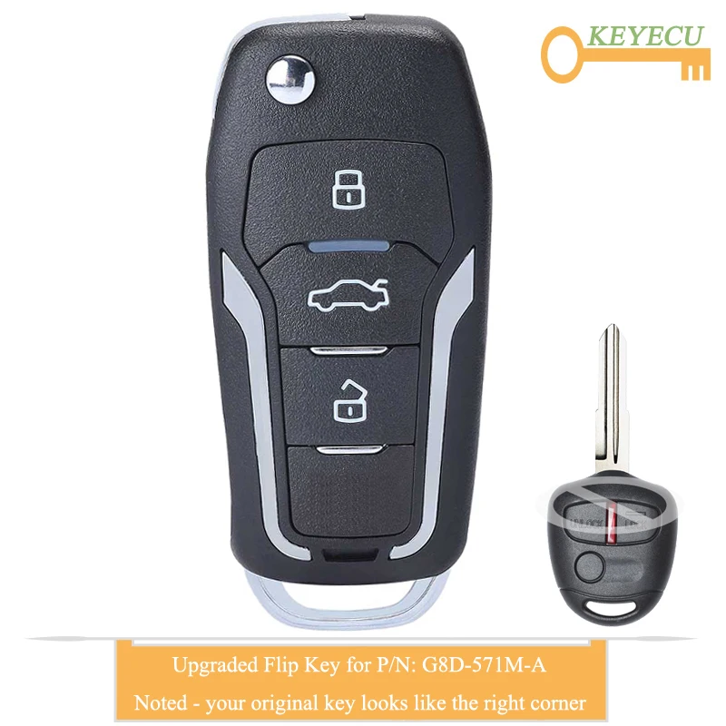 Keyecu Upgraded Flip Remote Control Car Key For Mitsubishi Pajero Ns Nt