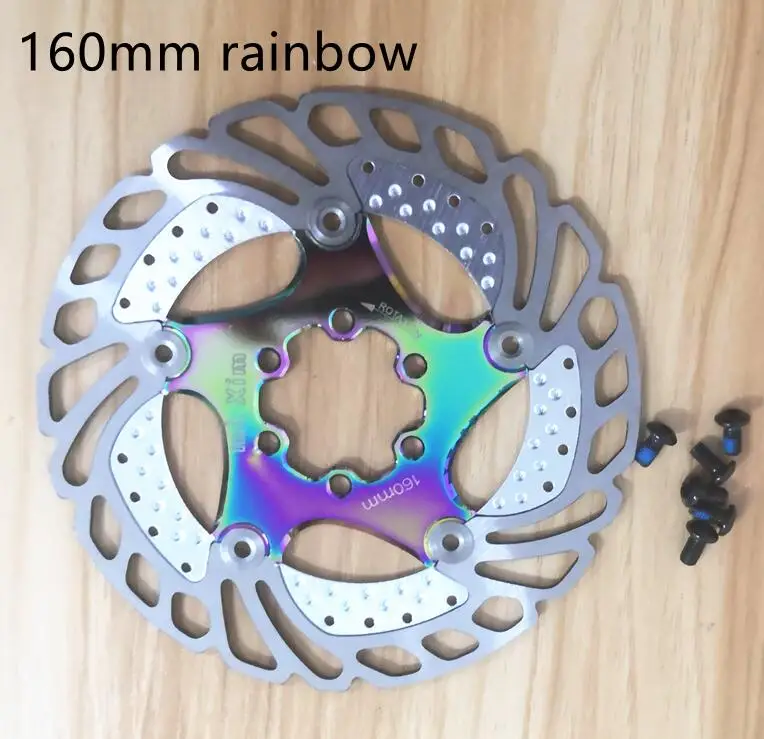 Велосипед Ti покрытие цветной дисковый тормозной ротор 6 болтов 140 мм 160 мм 180 мм 203 мм MTB дорожный горный велосипед тормозные роторы - Цвет: rainbow  160mm