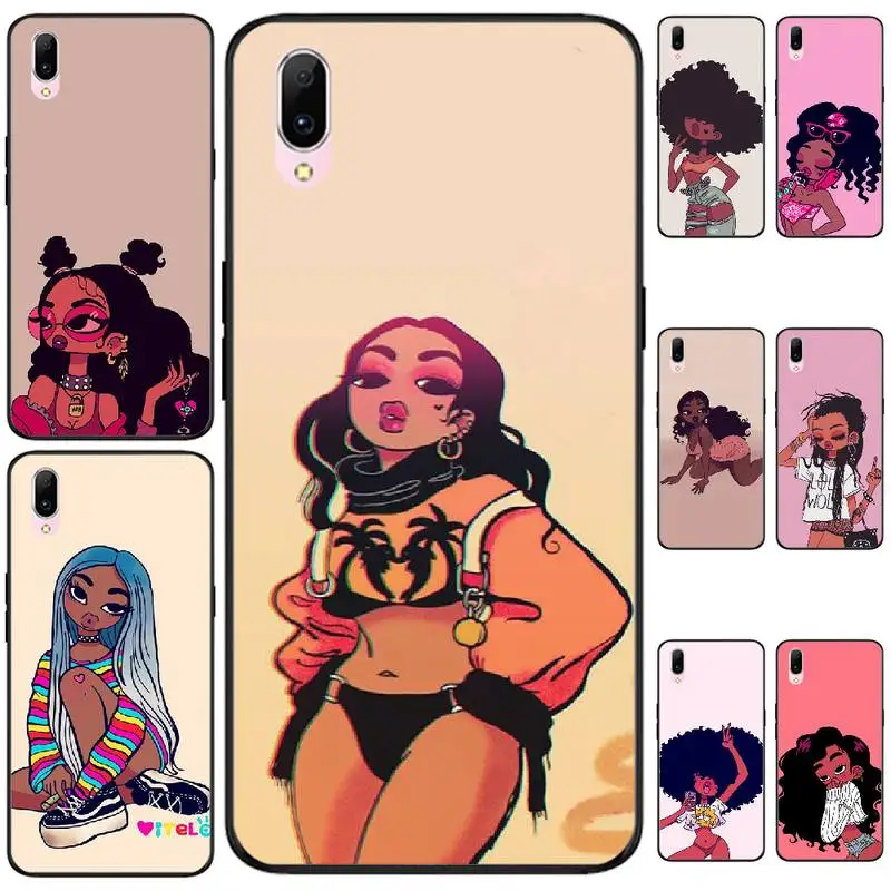 

LJHYDFCNB Fashion african black girl Soft Silicone Black Phone Case For VIVO V11 9 7 5 5S 11I Y11PRO V7 7PLUS Y31