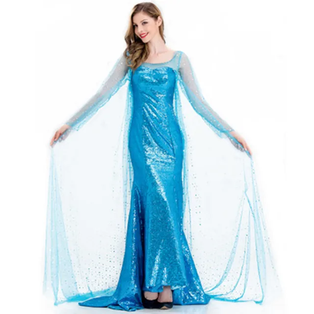 Anime Movie Froze-Elsa and Anna costume Snow Queen Cosplay Dresses for Women Halloween Costume Performance Party