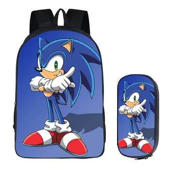 

16 inch Sonic the Hedgehog Mario Bros School Bag for Kids Boy Backpack Children School Sets Pencil Bag Toddler Schoolbag
