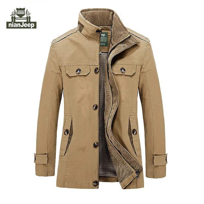 

NIAN JEEP Brand Clothing New Arrival Men's Fashion Casual Spring Autumn Jacket Cotton Stand Collar Coat 3 Colors 93
