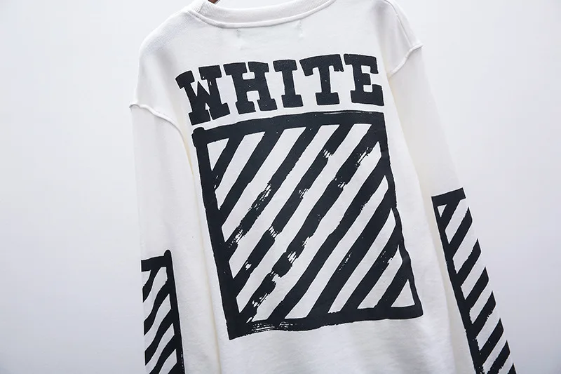 OFF-WHITE Повседневная хлопковая круглая шея с длинным рукавом коробка диагональные полосы уличная спортивная мужская Толстовка женские пальто