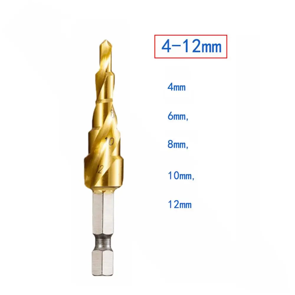 4-12 mm 5 Step Vastar на возраст от 4 до 12 лет/20/32 мм HSS Спиральная рифленая центровочное сверло карбида вольфрама с покрытием Алюминий Мини-дрель аксессуары Титан шарошечное буровое долото с резьбовой головкой - Цвет: 4-12 mm 5 Step