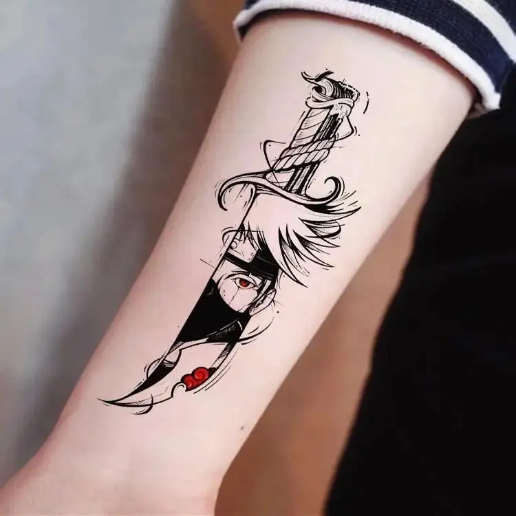 1 peça Tatuagem adesiva temporária Naruto tattoo akatsuki uchiha kakashi  itachi sasuke anime ninja