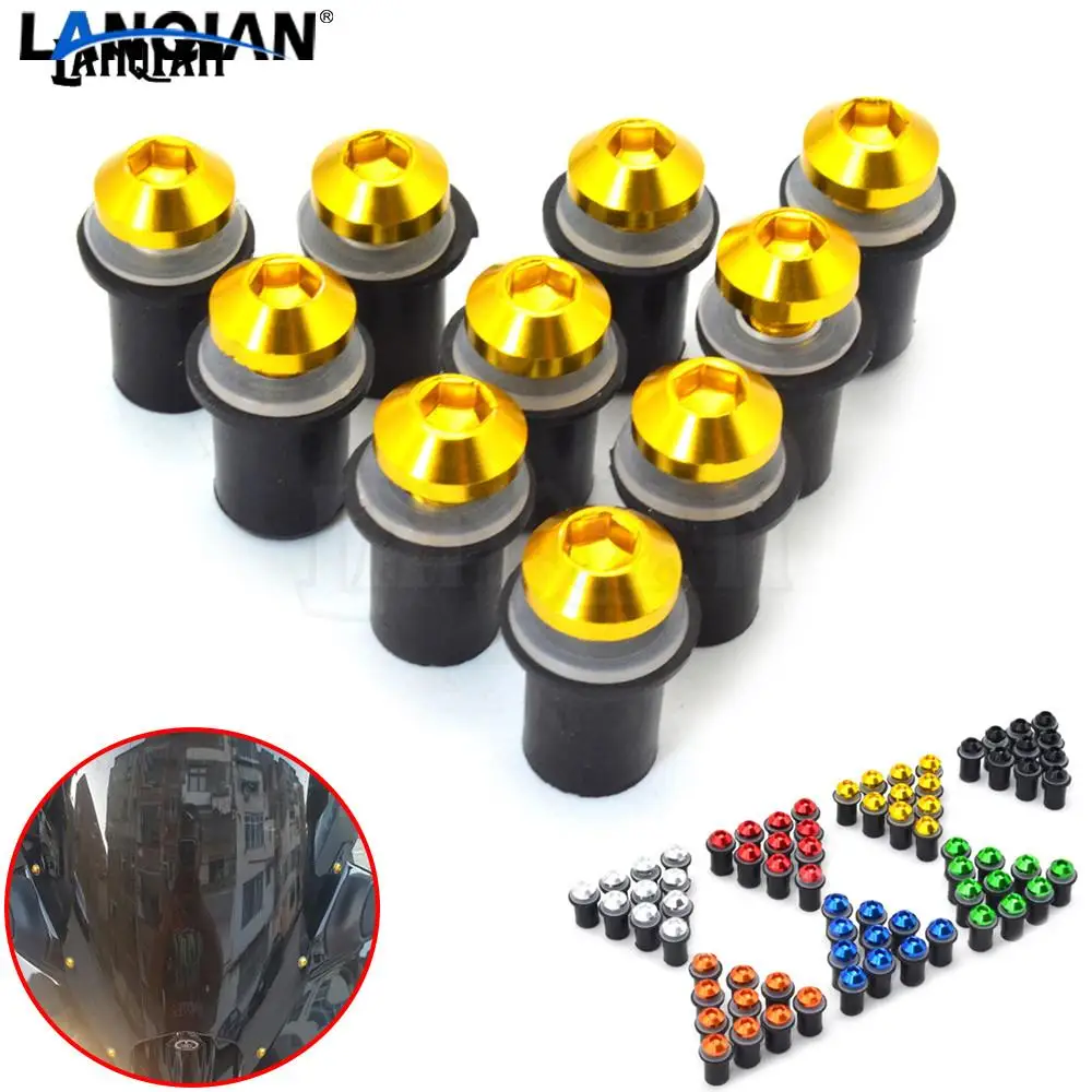 10PCS Fairing Wind Screen Screw Bolt Kit Windshield Mounting Nut bolt