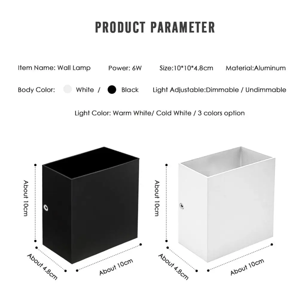 Квадратный светодиодный настенный светильник с регулируемой яркостью, прикроватные бра, 110 В, 220 В, для гостиной, кабинета, лестницы, внутреннее освещение, приспособление, 6 Вт, декор для отеля, прохода