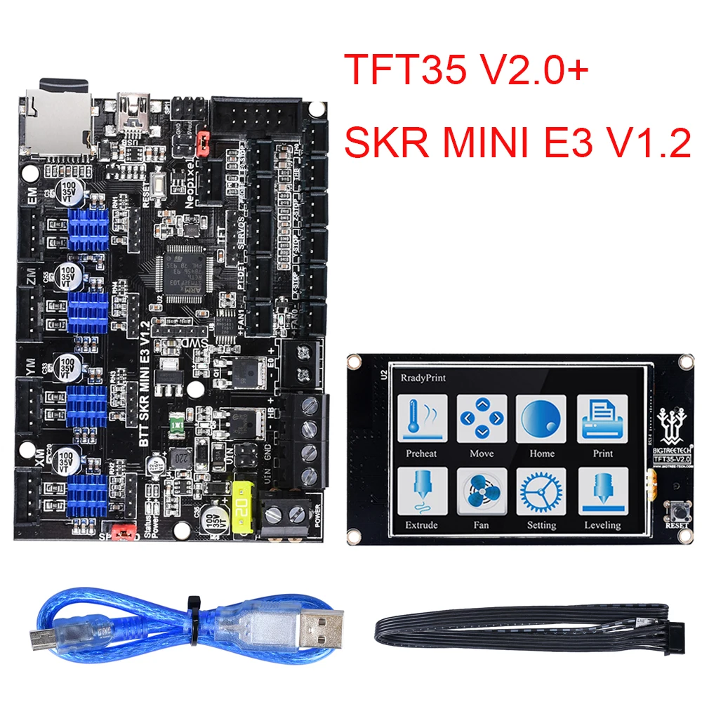 BIGTREETECH SKR mini E3 V1.2 плата управления 32 бит+ TMC2209 UART+ TFT35 V2.0 сенсорный экран для Ender 3/5 SKR V1.3 части 3d принтера