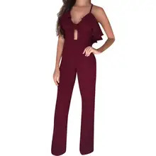 Holiday Women Jumpsuits Fashion Sexy Chiffon V-neck Sleeveless Solid Rompers Belt Hollow Out Overalls Monos de Fiesta 2020 New E Holiday Women Jumpsuits Fashion Sexy Chiffon V-neck Sleeveless Solid Rompers Belt Hollow Out Overalls Monos de Fiesta 2020 New E