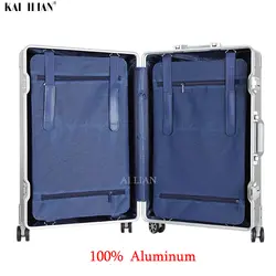 100% Алюминиевый Дорожный чемодан на вращающийся Спиннер, сумка на колесиках, багаж на колесиках, Женский чемодан для переноски, мужской