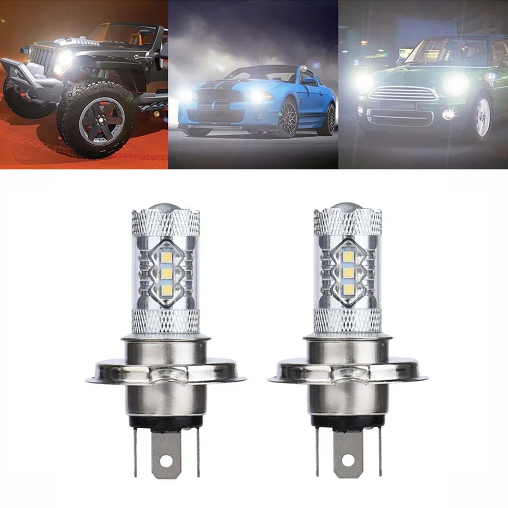 2 шт. автомобильный светильник s H4 80 Вт 3030 16SMD светодиодный супер яркий белый