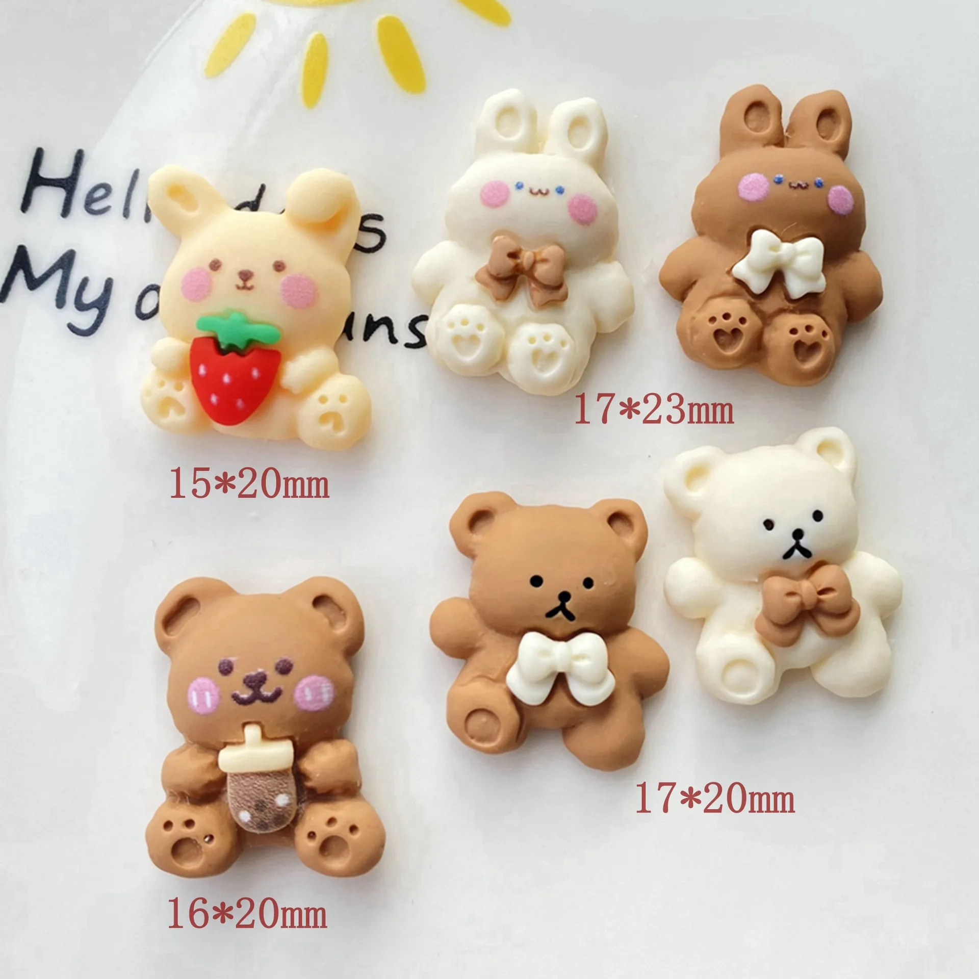 Jewelry Making Supplies Craft Supplies Doll Handmade Accessories 20Pcs Cartoon Bear Rabbit Animal Flat Back Planar Resin DIY Kids Bowknot Hairpin Earrings Crafts Materials Scrapbook Arts Patch