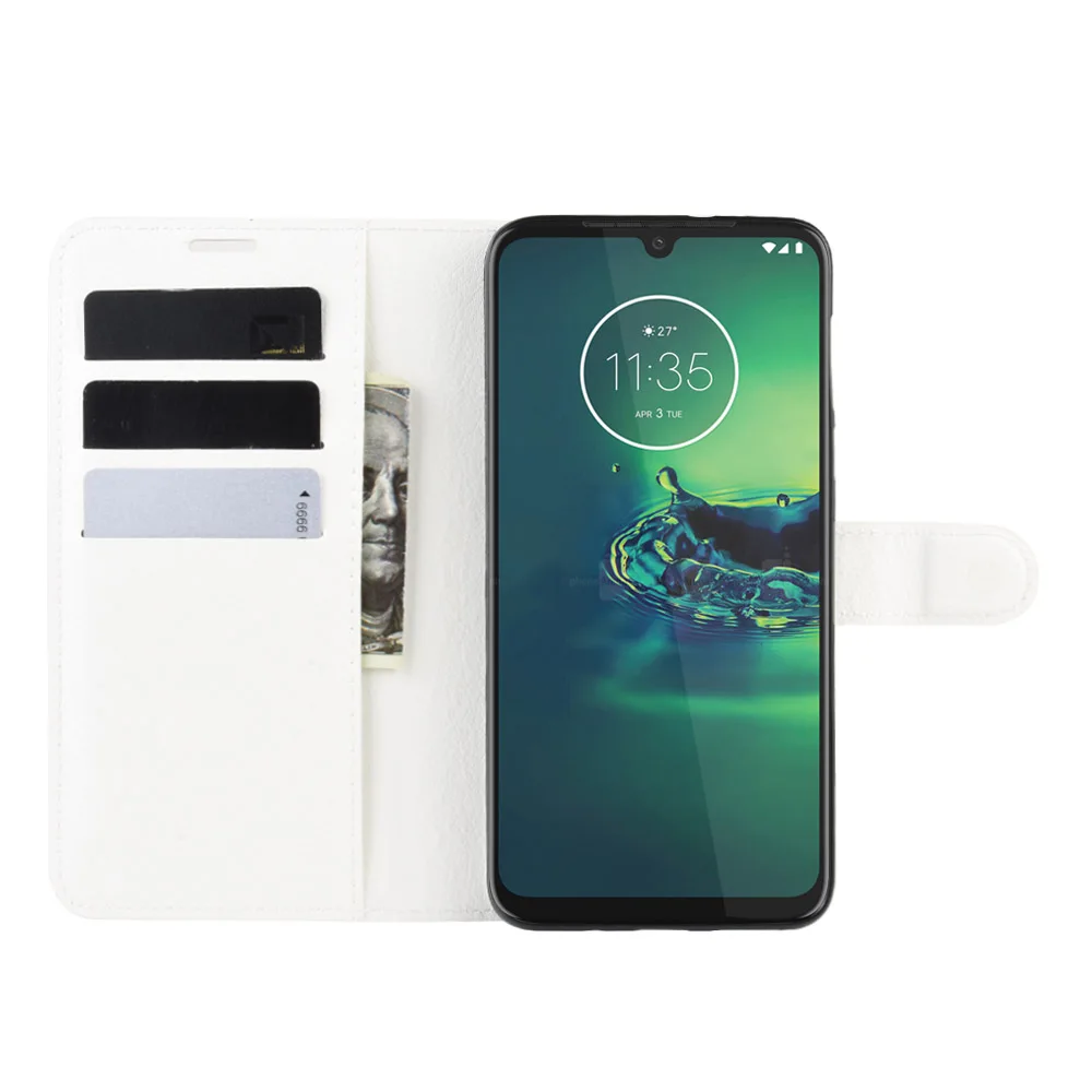 Белый Чехол XT2019 для Motorola Moto G8 Plus, чехол-кошелек с отделением для карт, Стильный флип-чехол, кожаный защитный чехол s black XT G8Plus G8 - Цвет: Белый