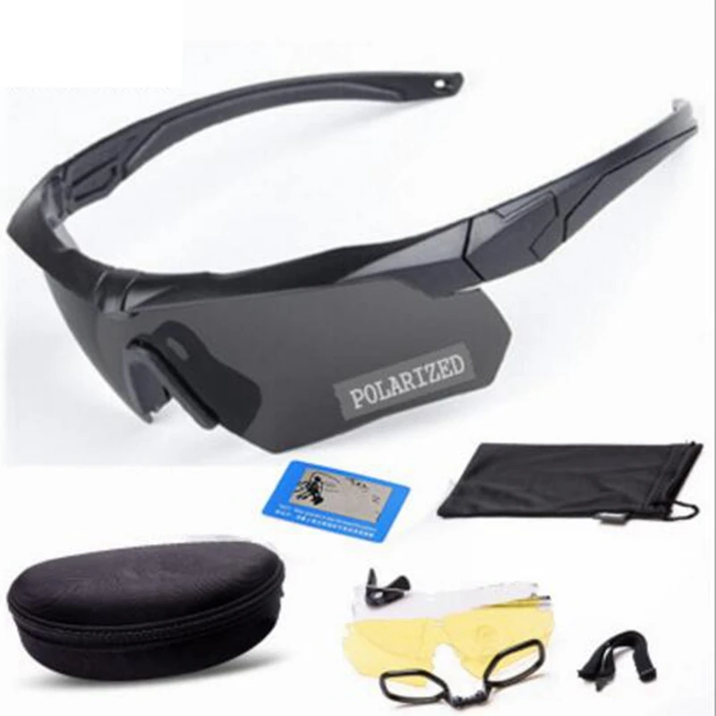

1 Set Cycling Hiking Glasses Anti-UV Polarized Tactical Military Glasses Lightweight Camping Shooting Sunglasses