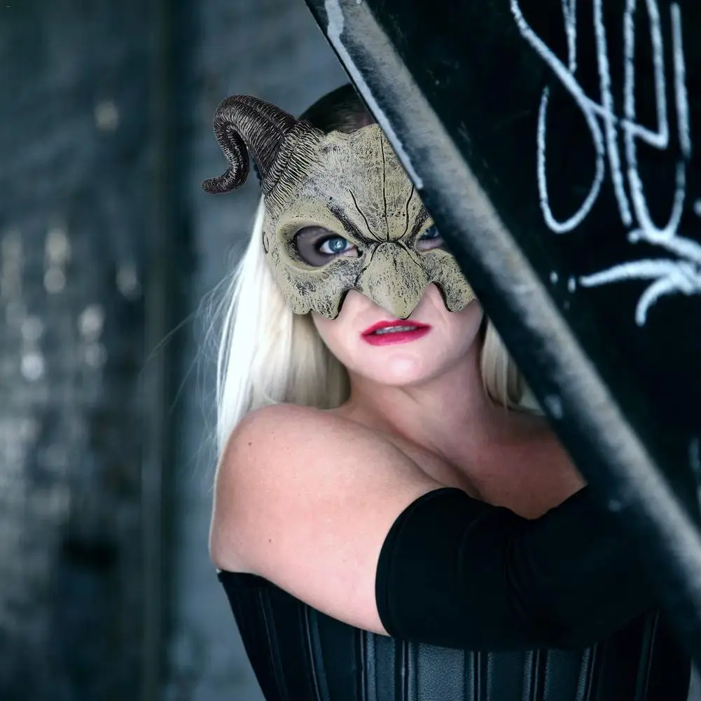 

Mask Halloween Carnival Party PU Foam Half Face Horn Devil Mask For Women Halloween Party Dress-up Masquerade quick delivery