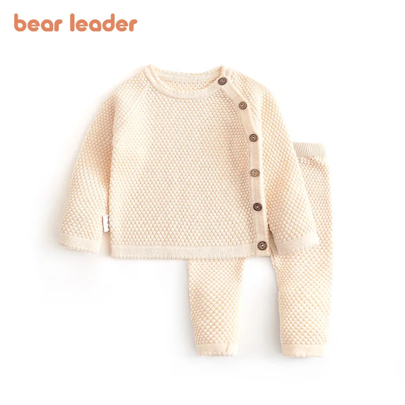 Bear Leade Baby Boy Girl Clothes Sets Spring Autumn Solid Newborn Clothing Casual Long Sleeve Tops Pants 2pcs Outfits | Детская одежда