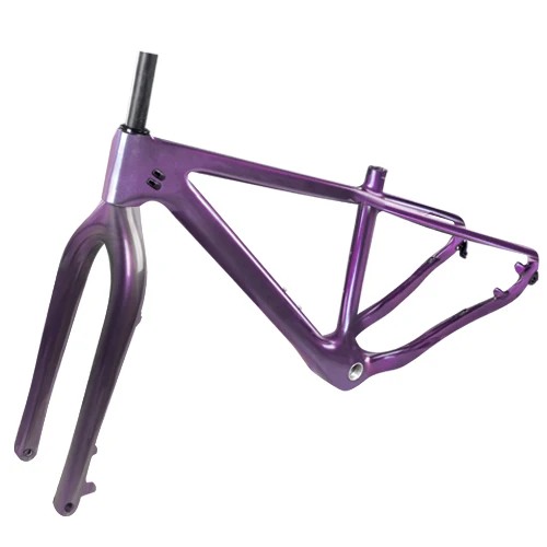 Chameleon purple Карбоновая рама для велосипеда с вилкой 26er 16 18, рама для велосипеда BSA, дисковый тормоз T800, карбоновые рамы для велосипеда, подходит для 4,8 шин - Цвет: Chameleon purple