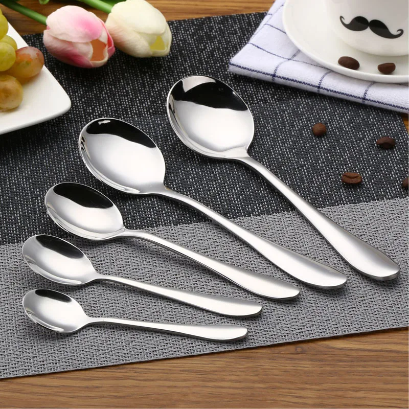 

5PCS/Set Stainless Steel Spoons Mixing Coffee Dessert Dinner Spoon Stirring Spoon Tableware Serving Teaspoons Kitchen Dinnerware