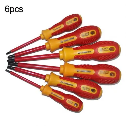 6 Pcs 6/7/8 шт. высокое Напряжение 1000 В отвертка набор щелевой крест утепленная электрик отвертка набор ручных инструментов набор дома ручной инструмент - Цвет: 6 Pcs