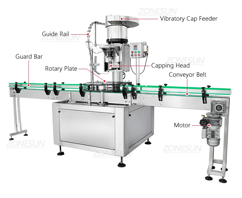 ZONESUN ZS-XG440E Automatic Beer Bottle Crown Cap Capping Machine with Cap Feeder