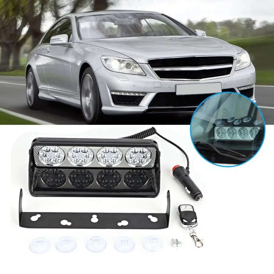 S24smd 16 светодиодный 12 в 16 Вт автомобильный лобовое стекло присоска вспышка стробоскоп световая панель авариПредупреждение Светодиодная лента(случайный цвет