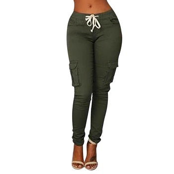 

Mid Waist Elastic Drawstring Solid Color Loose Straight Casual Long Tooling Pants