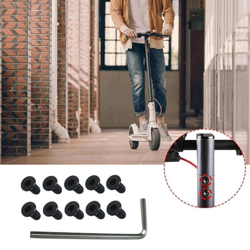 

10Pcs Scooter Handlebar Front Fork Tube Screws with Hexagon Handle Replacement Parts Kits for M365 Ninebot Es2