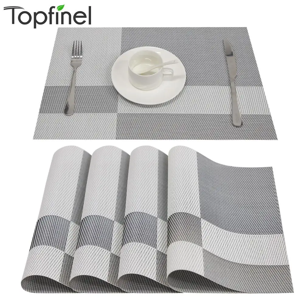 

Set of 4 PVC Bamboo Plastic Placemats for Dining table mat set Linens place mat in Kitchen Tableware Pad Coffee Tea Place Mat