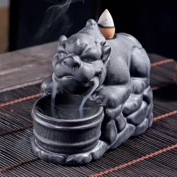 

Creative Backflow Incense Burner Holder Smoke Waterfall Incense Cone Holder China Fabulous Wild Beast Ceramic Censer Home Decor