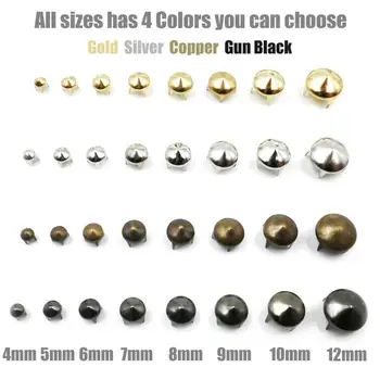 100pcs 4-12mm 4 Claw Cone Spike Rivets Studs Spots Nailhead Punk Rock DIY Leather Craft For Clothing Bag Shoes Parts Decoration