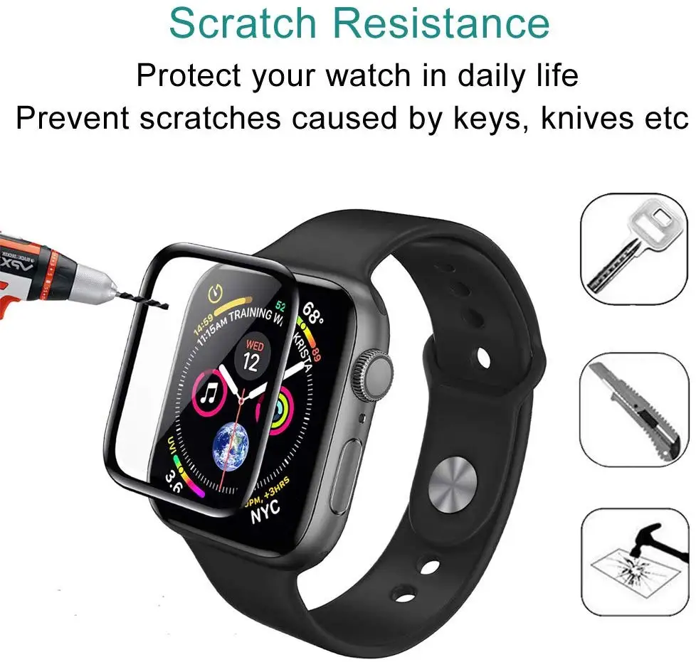 3D закругленные края HD закаленное стекло для Apple Watch Series 4 5 40 мм 44 мм Защитная пленка для экрана для iWatch Series 3 2 1 38 мм 42 мм