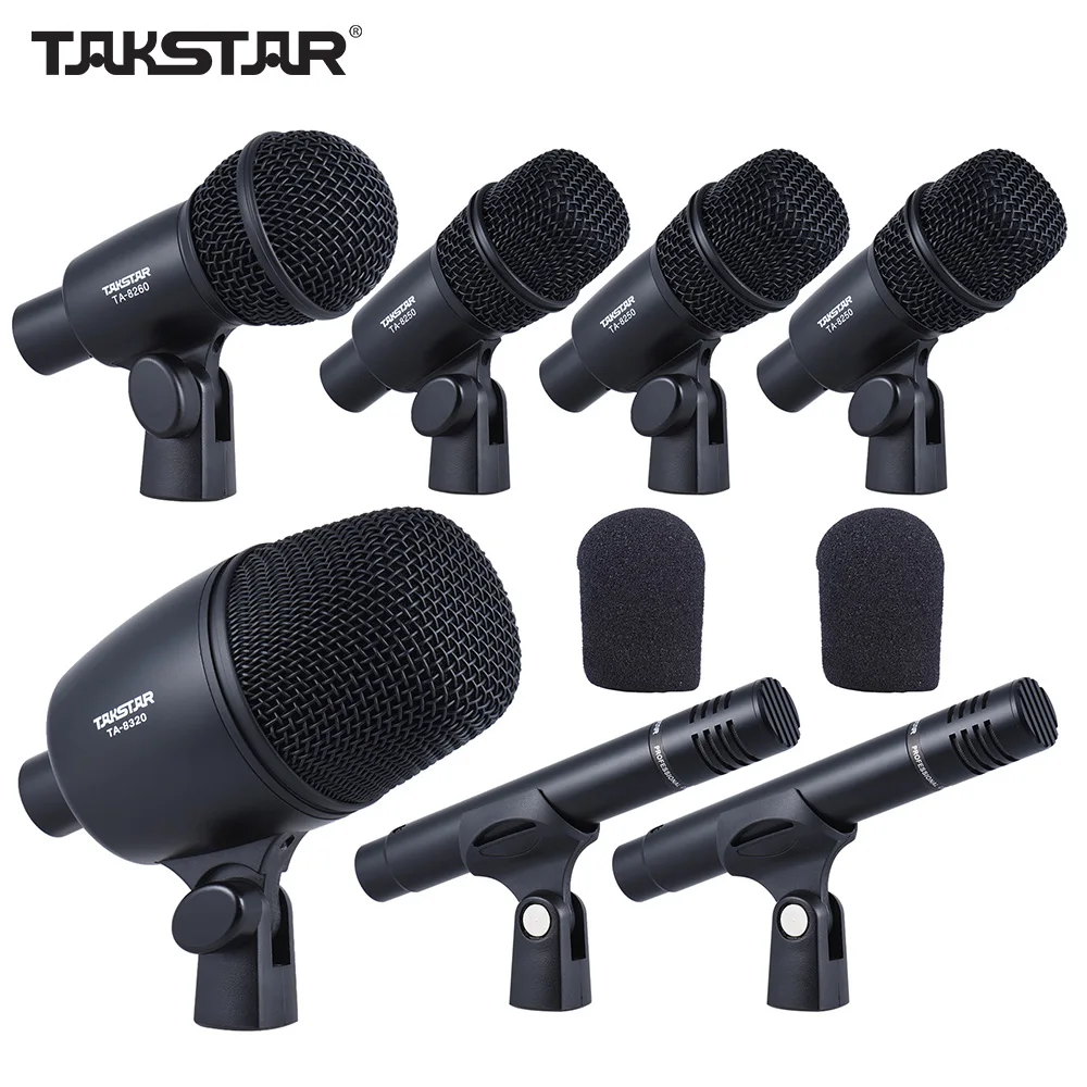 

TAKSTAR DMS-7AS Professional Wired Microphone Mic Kit for Drum Set Musical Instruments with Standard Mounting Thread Carrying