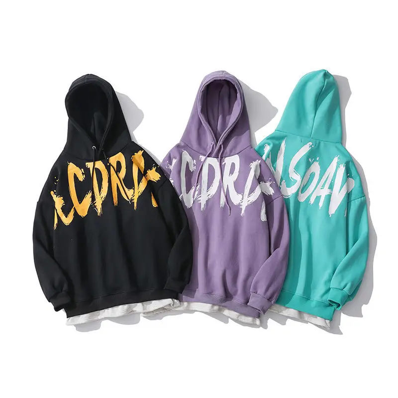 Lake blue fried Street sweater men and women 2021 autumn and winter lazy fashion ins national tide graffiti Plush coat