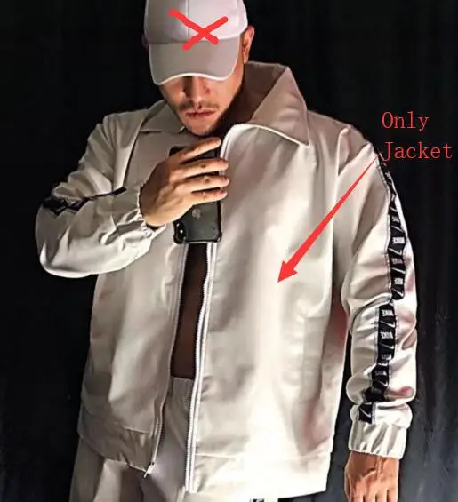 Jacket Only Мужской рок-Певец в стиле хип-хоп, костюм для выступлений, бейсбольная куртка из искусственной кожи, штаны, комплект из 2 предметов, одежда для ночного клуба - Цвет: Jacket Only