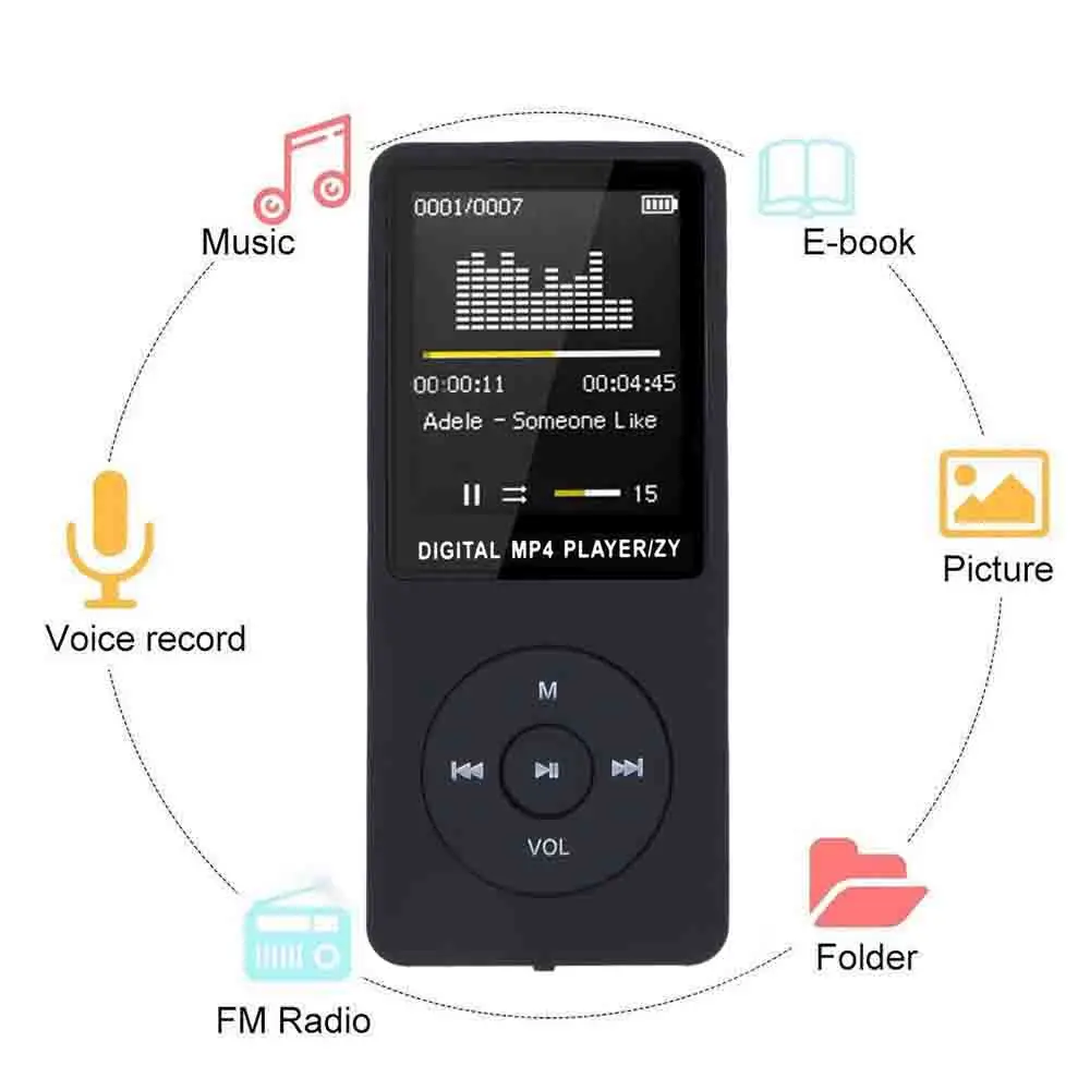 

Radio MP4 Player Microphone 180mAh Video Movie Sports LCD Slim Mini MP3 FM High Quality Durable 2018